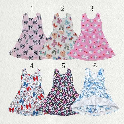 6.13 Sibling Baby Girls Bows Leopard Active Yoga Athletic Dresses