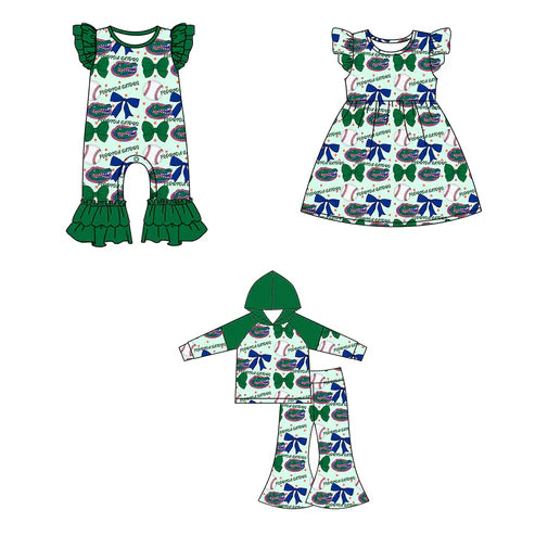 6.25 Custom Moq 3 each item Sibling Baby Girls Florida Team Romper Dress Clothes Sets