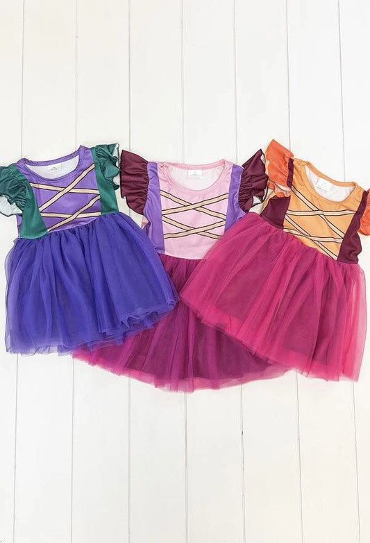 L-3.3 Baby Girls Clothes Sibling Gauze with flying sleeves dresses