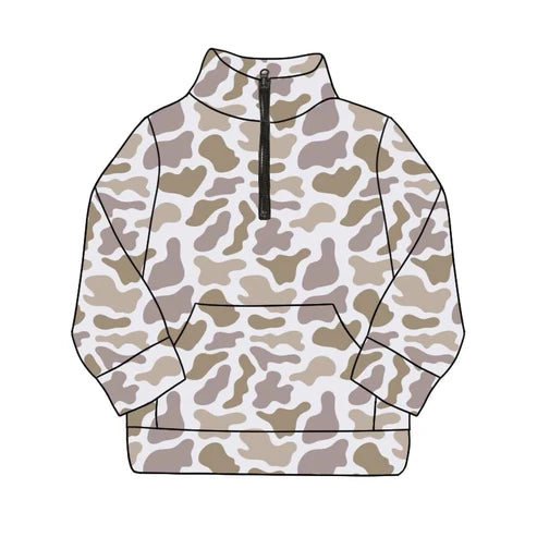 6.4 GT0831 Adult Women Khaki Camo Long Sleeve Tee Shirts Zip Pullovers Tops Preorder