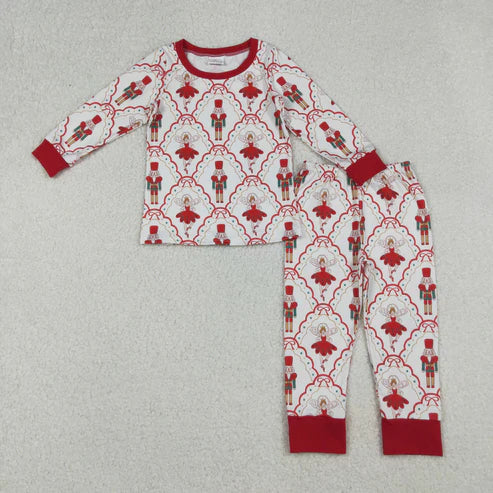 10.1 GLP2808 Baby Girls Red Bows Soldiers Plaid Top Pant Christmas Pajamas Set