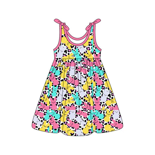 12.26 MOQ:5pcs GSD3485 pre-order toddler girl clothes rabbit print girl easter summer dress