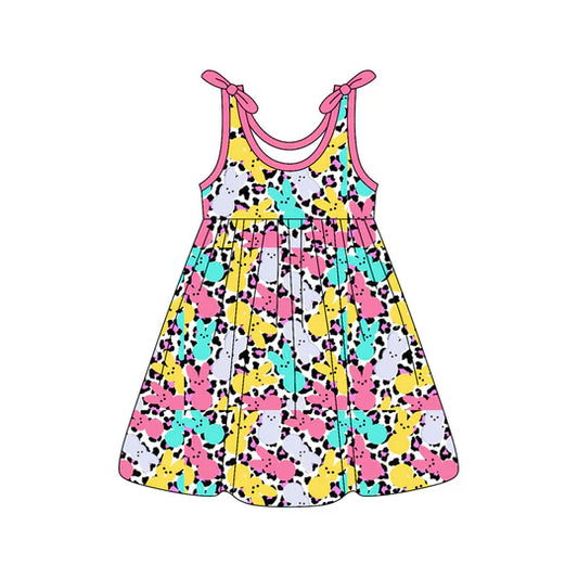 12.26 MOQ:5pcs GSD3485 pre-order toddler girl clothes rabbit print girl easter summer dress