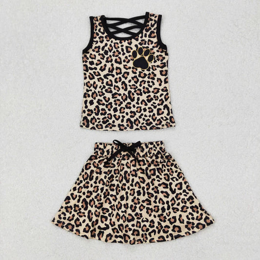 3.26 GSD2077 Baby Girls Brown Leopard Shirt Skirt Clothes Set