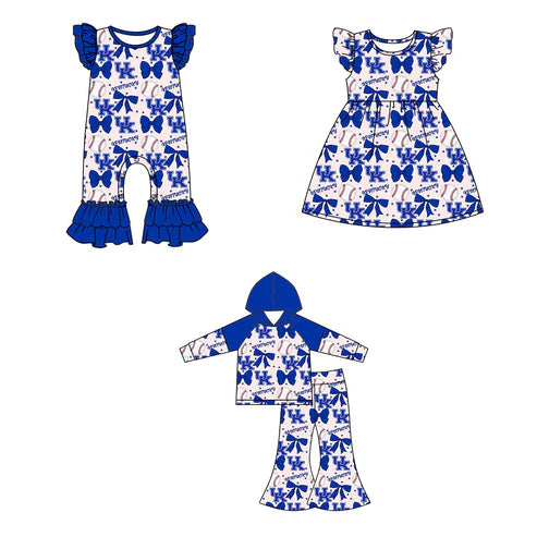 6.25 Custom Moq 3 each item Sibling Baby Girls Kenturky Team Romper Dress Clothes Sets