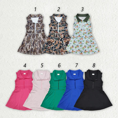 4.19 Sibling 8 Colors Baby Girls Athletic Zip Active Wear Work Out Dresses