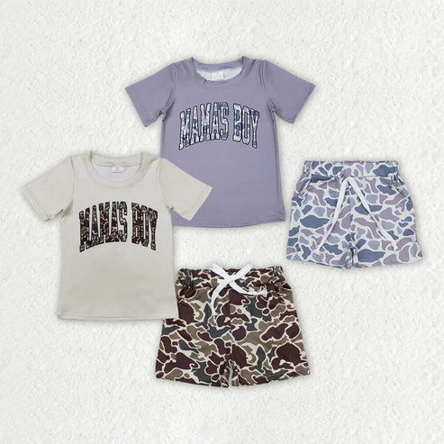 3.29 Sibling Baby Boys Mama's Boy Tops Camouflage Shorts Outfits