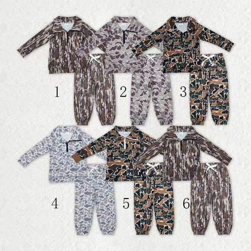 11.1 Sibling Baby Boys Camo Zipper Pullover Top Pockets Jogger Pants Southern Clothes Sets
