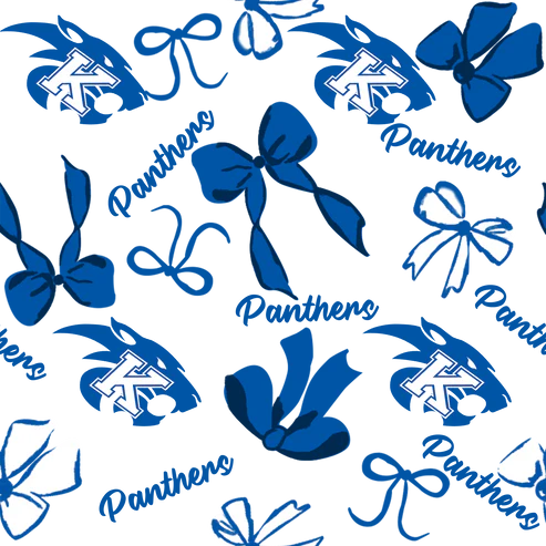 8.11 Custom Moq 5 Baby Girls Blue Bows Panthers Short Ruffle Team Knee Length Dresses