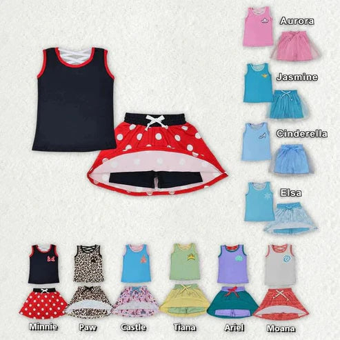 5.3 Sibling 10(3) Colors Baby Girls Princess Castles Shirt Skorts Skirts Outfits
