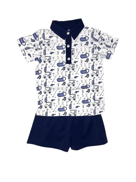 12.5 MOQ：5pcs BSSO1744 pre-order baby boy clothes golf toddler boy summer outfit