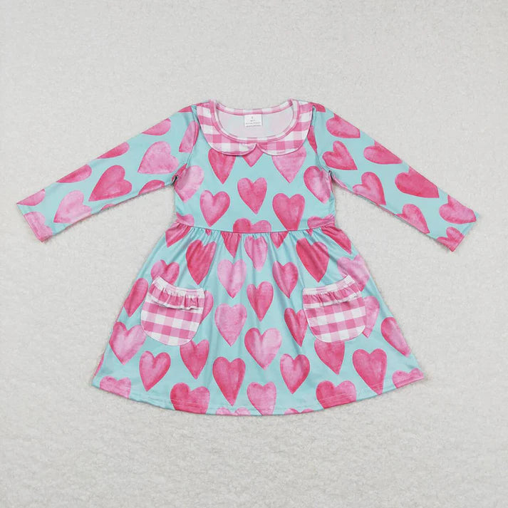 Sibling Baby Girls Valentines Hearts Knee Length Dresses