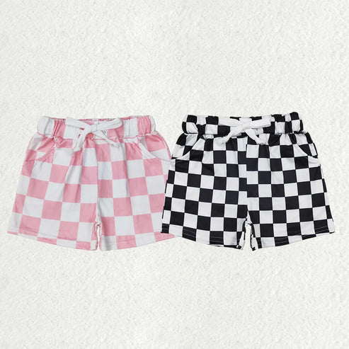 6.13 Sibling Baby Girls Pink Black Plaid Summer Shorts Bottoms