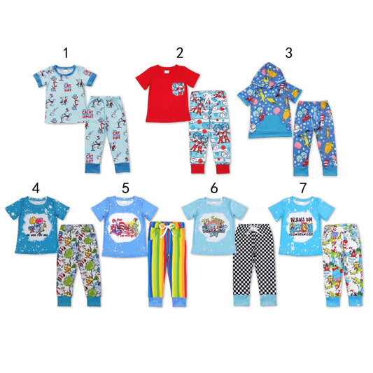 Sibling Baby Boys Cat Dr Reading Top Pants Outfits Clothing Sets