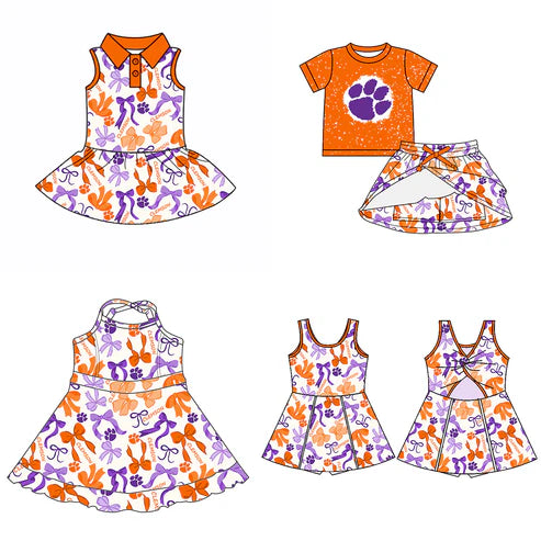 6.10 Custom Moq 3 each item Sibling Baby Girls Clemson Team Dresses Clothes Sets