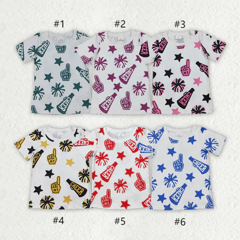 6.26 Sibling 6 Colors Baby Girls Cheer Team Tee Shirts Top