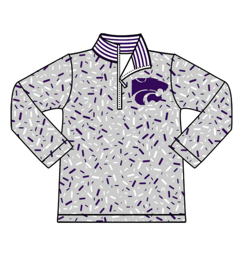 10.17 Custom Moq 8 Baby Boys Grey Sprinkles Zipper Leopards Team Pullovers Top