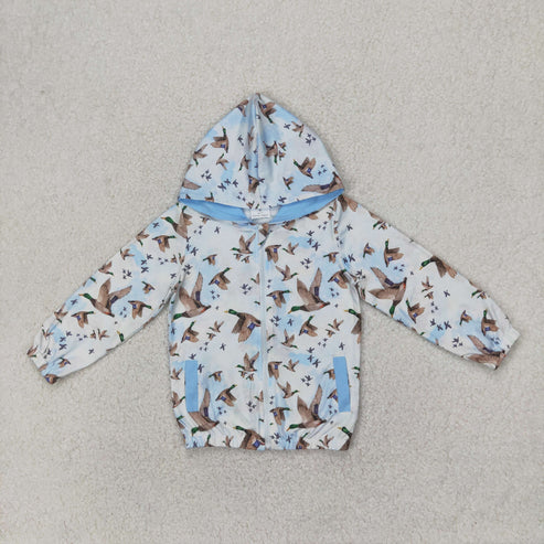 4.14  GT0875 Baby Kids Ducks Mallard Hunting Blue Hooded Top Zip Tops