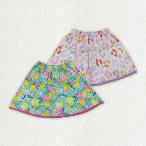 7.7 Sibling Baby Girls Lemon Leopard Summer Skirts Bottoms