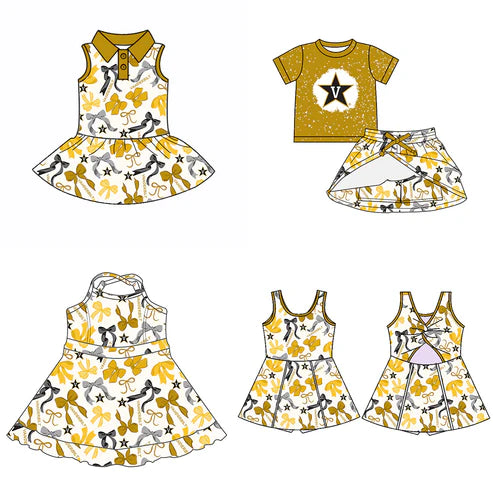 6.10 Custom Moq 3 each item Sibling Baby Girls V Team Dresses Clothes Sets