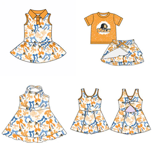 6.10 Custom Moq 3 each item Sibling Baby Girls TN Team Dresses Clothes Sets
