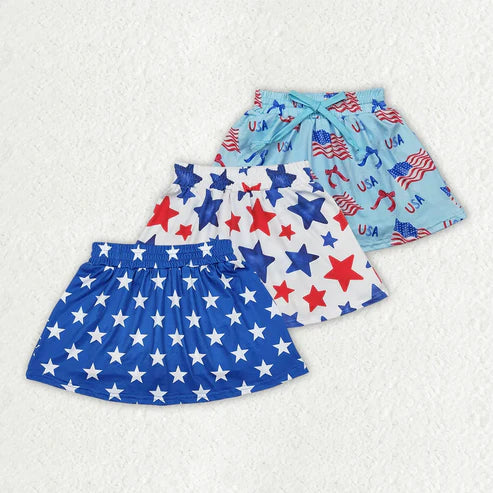 5.9 Sibling 3 Colors Baby Girls 4th Of July Summer Skorts Skirts