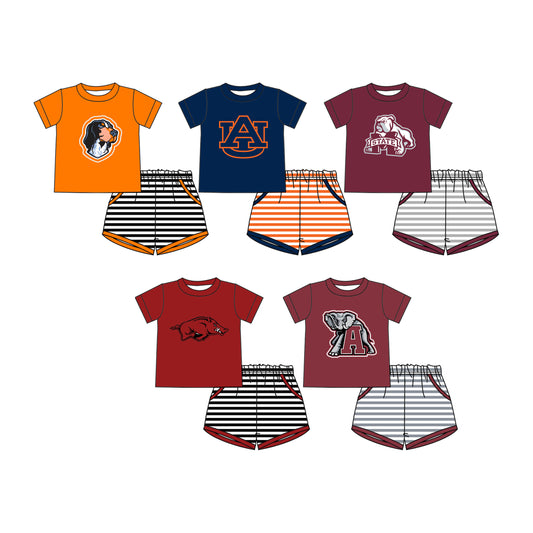 26.1.13 Custom MOQ:3 or 5 pcs each design milk silk Sibling baby boy clothes team short sleeve shorts sets 5