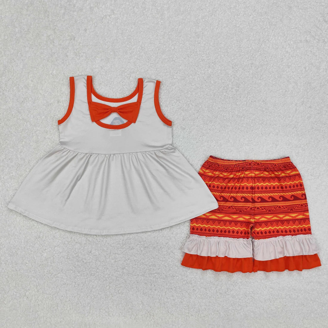 GSSO2057 Baby Girls Island Princess Tunic Ruffle Shorts Clothes Set