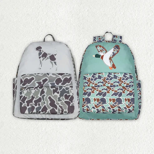 4.28 2 Colors Baby Kids Boys Camo Ducks Dog Hunting Backpack Zip Back Bags