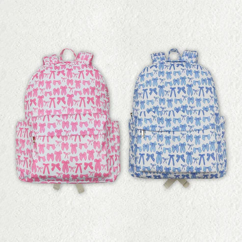 8.13 Two Colors Sibling Baby Girls Pink Blue Bows Backpacks Bags