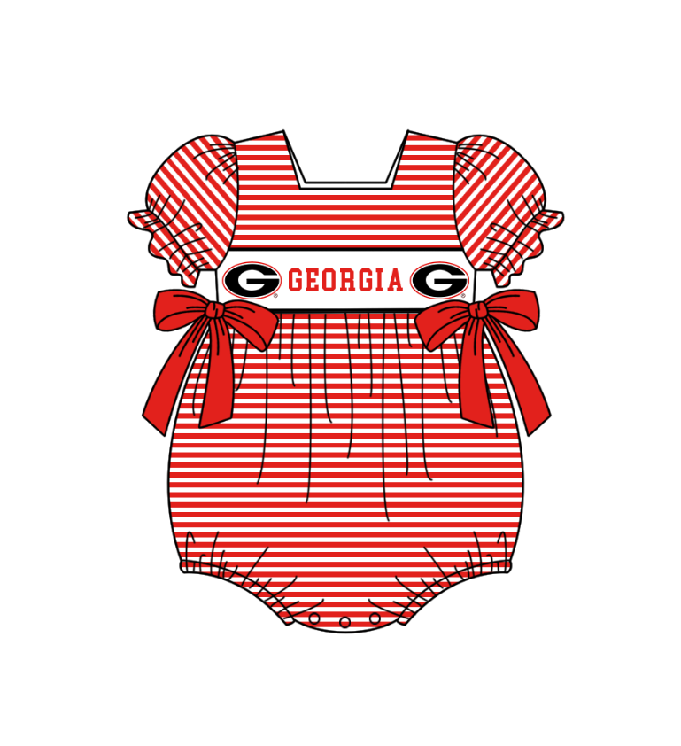 1.30 Custom Order Moq 3 Baby Infant Girl Georgia Team Bows Ruffle Rompers