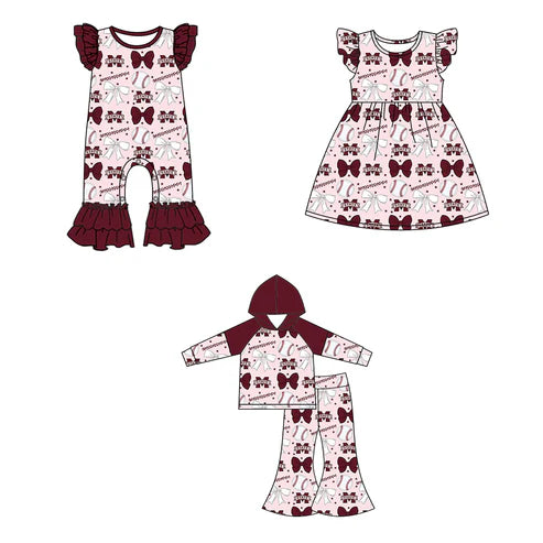 6.25  Custom Moq 3 each item Sibling Baby Girls Mississippi Team Romper Dress Clothes Sets