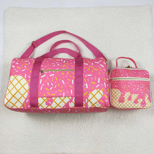 5.27 Sibling Pink Ice Cream Drip Zipper Gym Bags Lunch Box