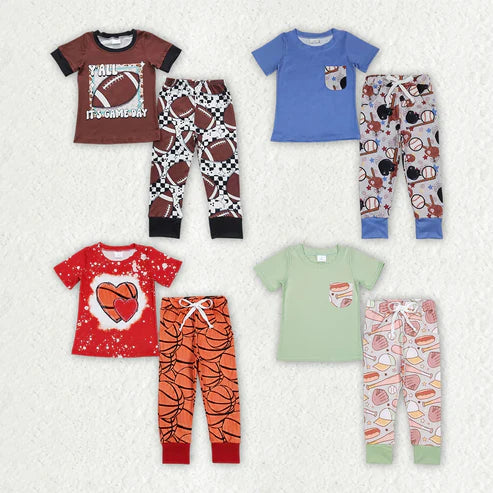 4.25 Sibling Baby Boys Game Sports Shirts Pants Outfits Sets