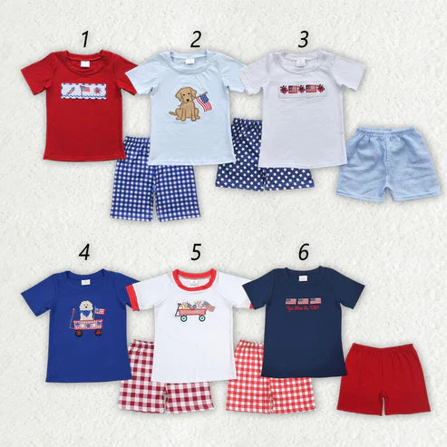 4.19  Sibling Baby Boys July 4th Summer Shorts Outfits