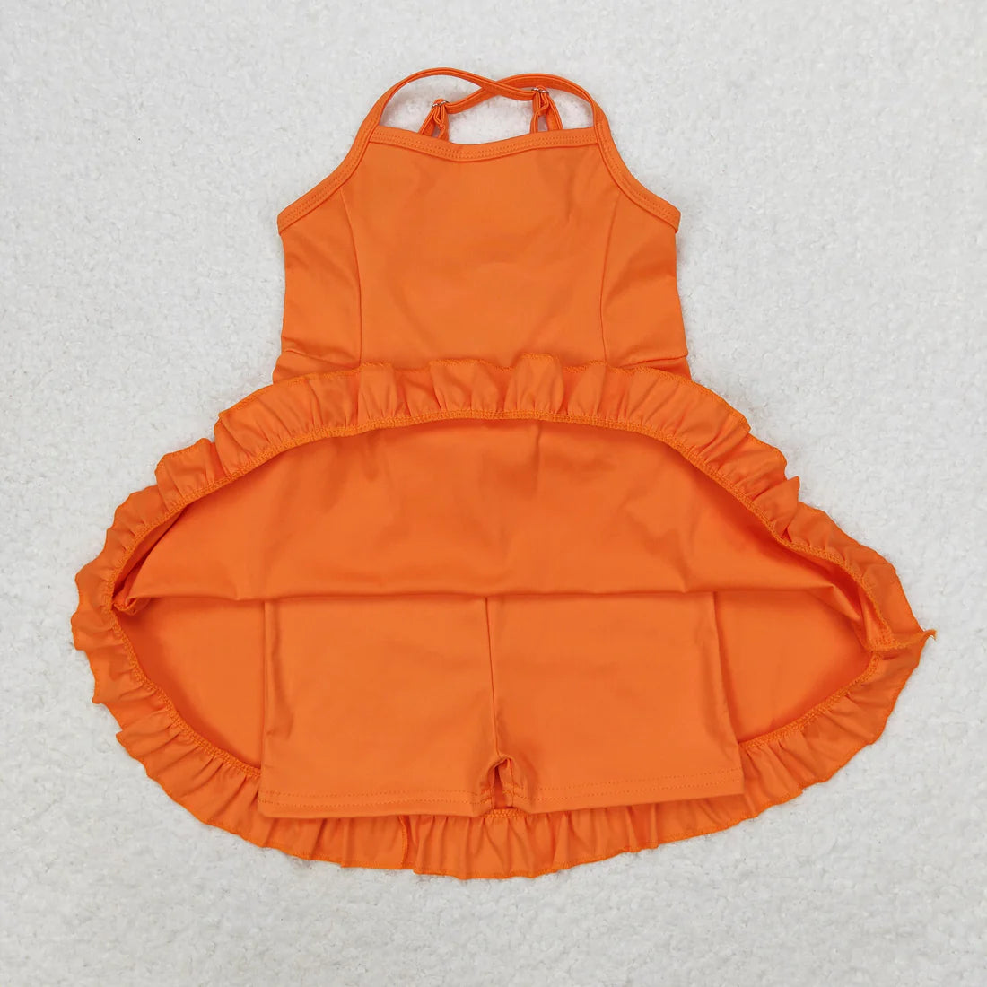 L-3.6 S0442 Solid Orange Sportswear Skirt Swimsuit