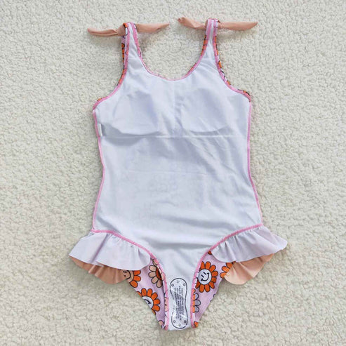 S0151 Floral pink one-piece swimsuit