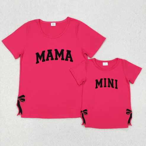 4.2  Embroidery Mommy&Me Baby Girls Mini Bow Tee Shirts Tops