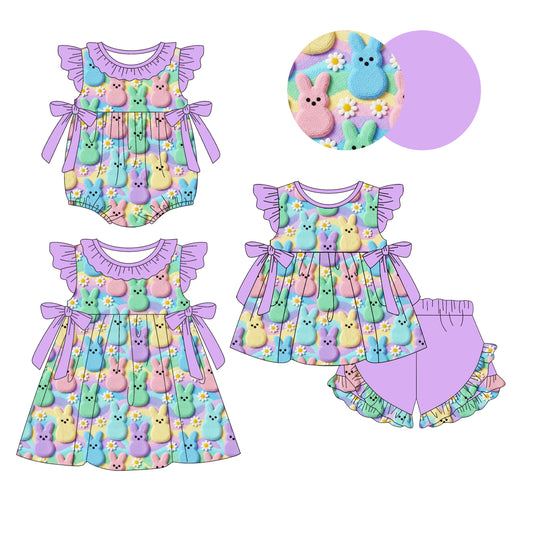 26.1.19 Custom (Moq 3 or 5) Sibling Baby Girl Bunny Short Sleeve Shorts Sets Girls Dress Romper
