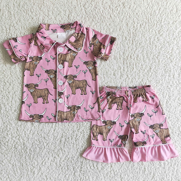 3.17 Sibling Baby Girls Cowgirls Western Button Ups Summer Pajamas