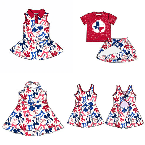 6.10 Custom Moq 3 each item Sibling Baby Girls Texas Team Dresses Clothes Sets