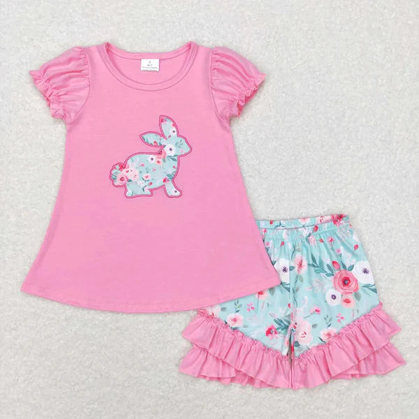 Sibling Baby Girls Easter Floral Rabbit Bows Rompers Clothes Sets