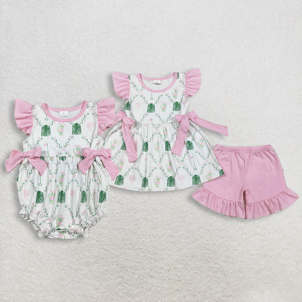 Sibling Baby girls clothes shorts Sleeve Shorts Clothes Sets and romper