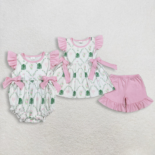 Sibling Baby girls clothes shorts Sleeve Shorts Clothes Sets and romper