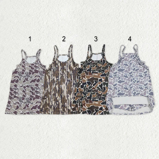 9.4 Sibling Baby Girls Straps Western Camo Shorts Yoga Active Dresses