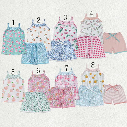 6.26Sibling Baby Girls Straps Floral Top Shorts Summer Clothes Sets