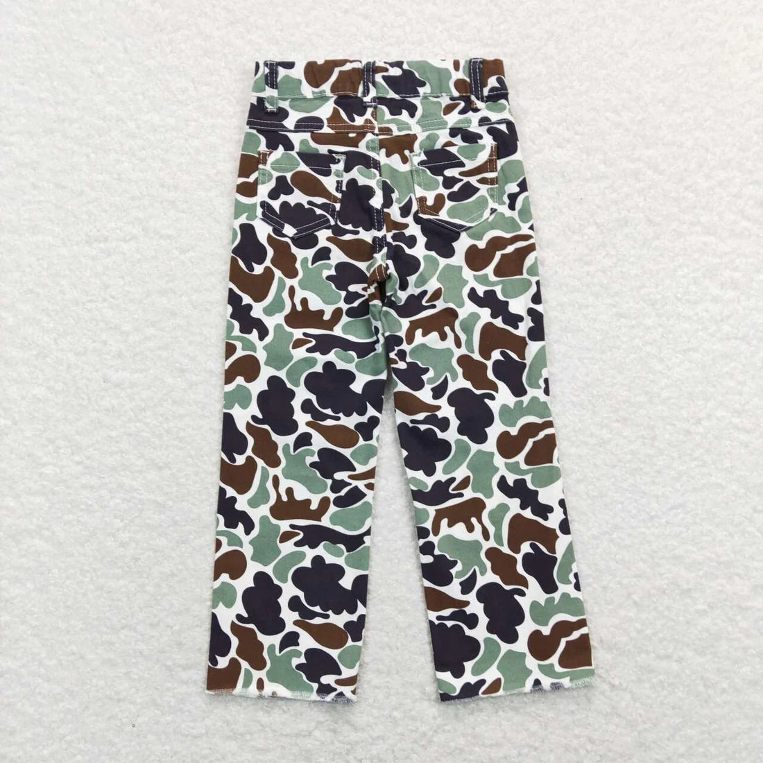 L-3.7 P0413 Brown green camouflage hole Denim trousers