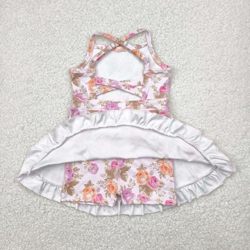 4.29 GSD2278 Baby Girls Pink Strap Floral Yoga Ruffle Knee Length Dress（复制）