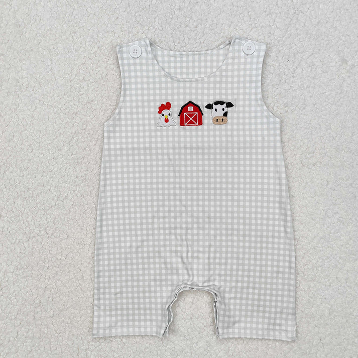 Sibling Boys Baby Girls Farm House Cow Summer Rompers Clothes Sets