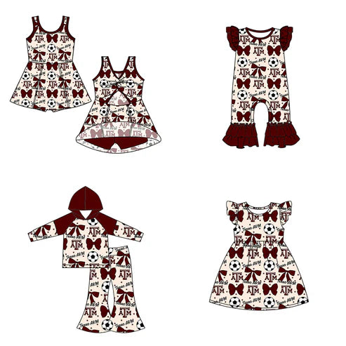 6.25 Custom Moq 3 each item Sibling Baby Girls ATM Team Romper Dress Clothes Sets